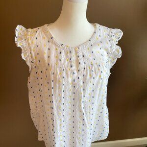 LOFT white with blue and yellow polka dot tank top